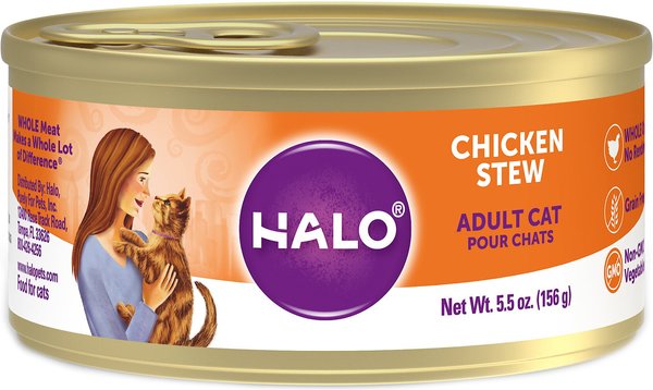 Halo Chicken Stew Recipe Grain-Free Adult Canned Cat Food, 5.5-oz, case of 12 slide 1 of 10