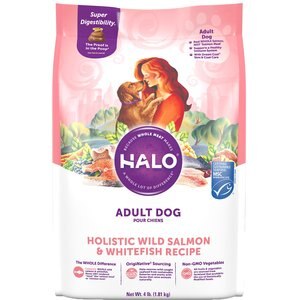Halo Holistic Wild Salmon & Whitefish Adult Dry Dog Food, 4-lb bag