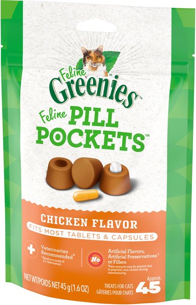 Greenies Pill Pockets Feline Chicken Flavor Cat Treats, 45 count slide 1 of 8
