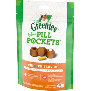 Greenies Pill Pockets Feline Chicken Flavor Cat Treats, 45 count