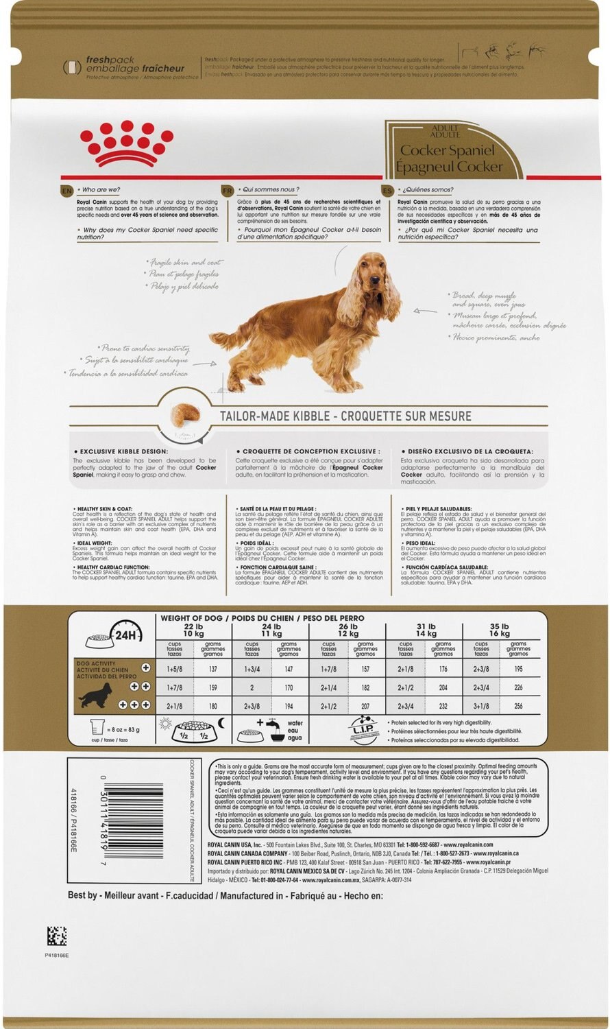 Royal Canin Cocker Spaniel Adult Dry Dog Food, 25lb bag