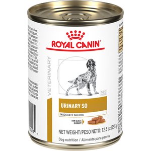 Royal Canin Veterinary Diet Adult Urinary SO Moderate Calorie Thin Slices In Gravy Canned Dog Food, 12.5-oz, case of 24