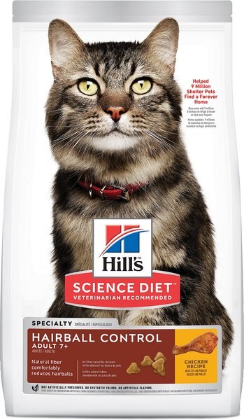 Hill's Science Diet Adult 7+ Hairball Control Dry Cat Food, 3.5-lb bag slide 1 of 10