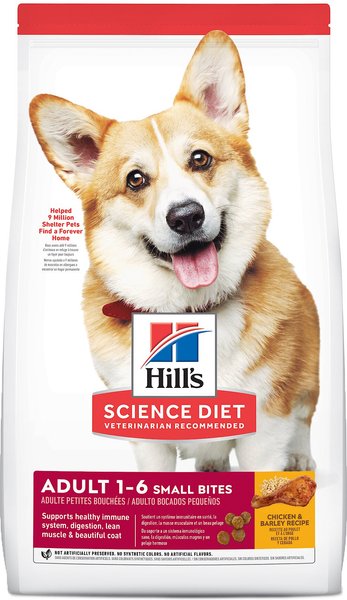 Hill's Science Diet Adult Small Bites Chicken & Barley Recipe Dry Dog Food, 5-lb bag slide 1 of 10