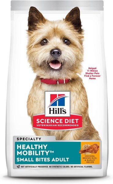 Hill's Science Diet Adult Healthy Mobility Small Bites Chicken Meal, Brown Rice & Barley Recipe Dry Dog Food, 15.5-lb bag slide 1 of 10