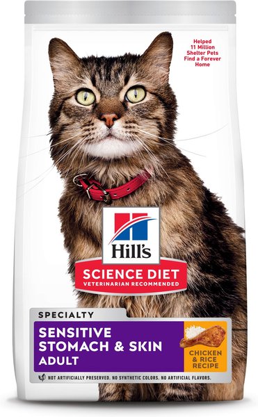 Hill's Science Diet Adult Sensitive Stomach & Skin Chicken & Rice Recipe Dry Cat Food, 7-lb bag slide 1 of 10