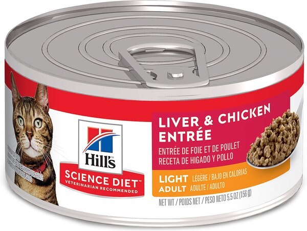 Hill's Science Diet Adult Light Liver & Chicken Entree Canned Cat Food, 5.5-oz, case of 24 slide 1 of 10