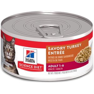 Hill's Science Diet Adult Savory Turkey Entree Canned Cat Food, 5.5-oz, case of 24