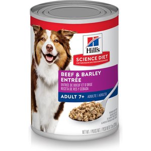 Hill's Science Diet Adult 7+ Beef & Barley Entree Canned Dog Food, 13-oz, case of 12