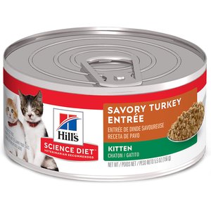 Hill's Science Diet Kitten Savory Turkey Entree Canned Cat Food, 5.5-oz, case of 24