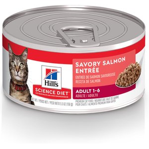 Hill's Science Diet Adult Savory Salmon Entree Canned Cat Food, 5.5-oz, case of 24