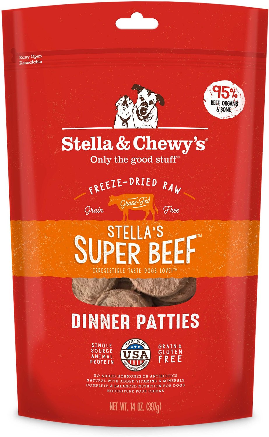 Stella & Chewy’s Freeze-Dried Raw Stella’s Super Beef Dinner Patties Dog Food.