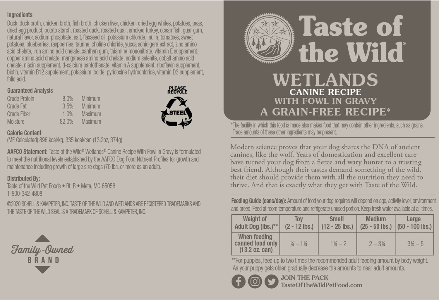 Taste of the Wild Wetlands Grain-Free Canned Dog Food, 13.2-oz, case of ...