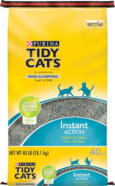 Tidy Cats Instant Action Unscented Non-Clumping Clay Cat Litter, 40-lb bag slide 1 of 12