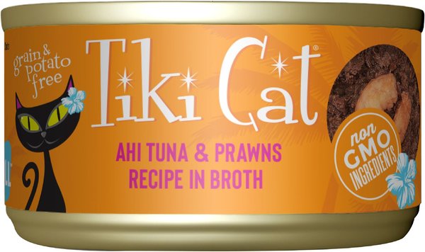 Tiki Cat Manana Grill Ahi Tuna with Prawns in Tuna Consomme Grain-Free Canned Cat Food, 2.8-oz, case of 12 slide 1 of 9
