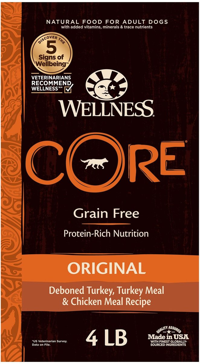 Wellness CORE Natural Grain Free Dry Dog Food, Originele Kalkoen & Kip