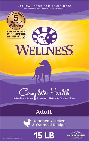 Wellness Complete Health Adult Deboned Chicken & Oatmeal Recipe Dry Dog Food, 15-lb bag slide 1 of 8