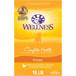 Wellness Complete Health Puppy Deboned Chicken, Oatmeal & Salmon Meal Recipe Dry Dog Food, 15-lb bag