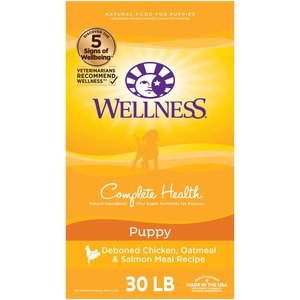 Wellness Complete Health Puppy Deboned Chicken, Oatmeal & Salmon Meal Recipe Dry Dog Food, 30-lb bag