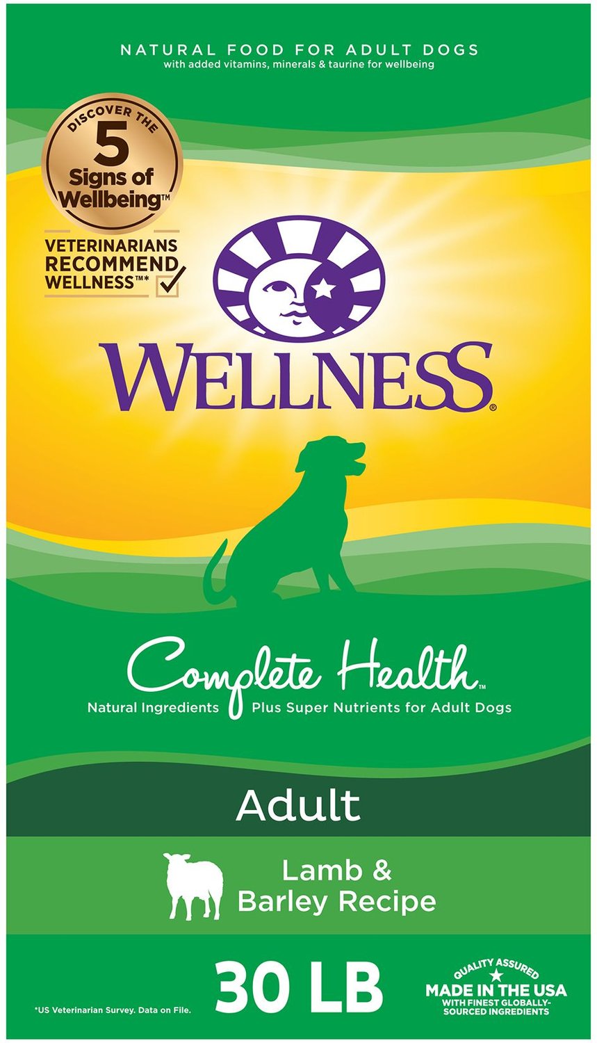 Wellness Complete Health Adult Lamb & Barley Recipe Dry ...