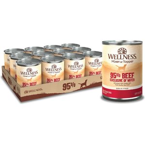 Wellness Ninety-Five Percent Beef Grain-Free Canned Dog Food Topper, 13.2-oz, case of 12