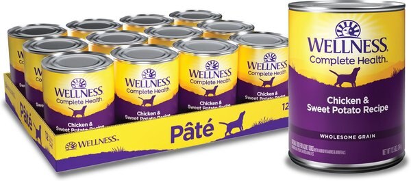 Wellness Complete Health Chicken & Sweet Potato Formula Canned Dog Food, 12.5-oz, case of 12 slide 1 of 8