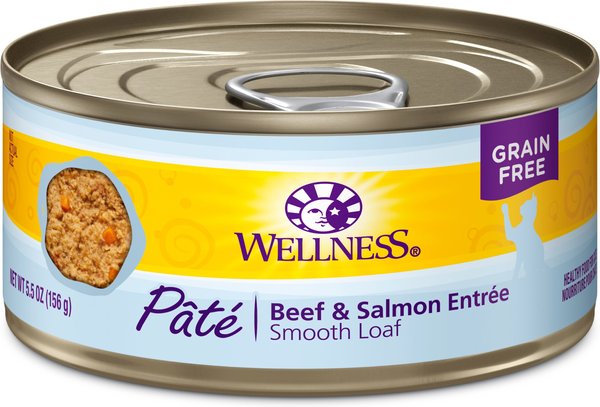 Wellness Complete Health Beef & Salmon Formula Grain-Free Canned Cat Food, 5.5-oz, case of 24 slide 1 of 8