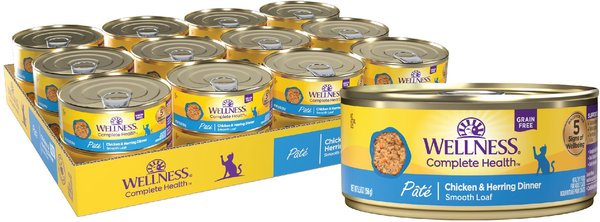 Wellness Complete Health Chicken & Herring Formula Grain-Free Canned Cat Food, 5.5-oz, case of 24 slide 1 of 8
