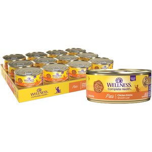 Wellness Complete Health Pate Chicken Entree Grain-Free Canned Cat Food, 5.5-oz, case of 24