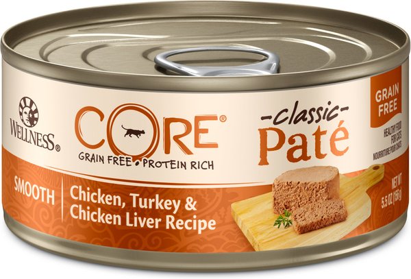 Wellness CORE Grain-Free Chicken, Turkey & Chicken Liver Formula Canned Cat Food, 5.5-oz, case of 24 slide 1 of 8
