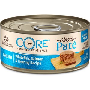 Wellness CORE Grain-Free Salmon, Whitefish & Herring Pate Canned Kitten & Cat Food, 5.5-oz, case of 24