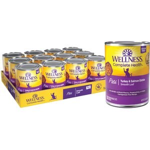 Wellness Complete Health Turkey & Salmon Formula Grain-Free Canned Cat Food, 12.5-oz, case of 12