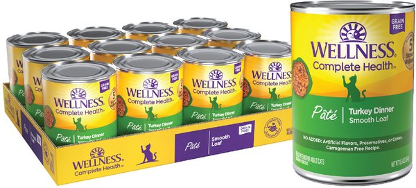 Wellness Complete Health Turkey Formula Grain-Free Canned Cat Food, 12.5-oz, case of 12 slide 1 of 8