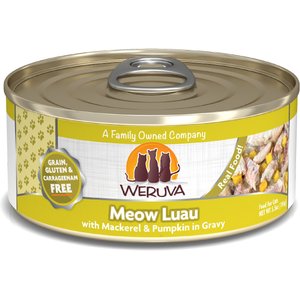 Weruva Meow Luau with Mackerel & Pumpkin Grain-Free Canned Cat Food, 5.5-oz, case of 24
