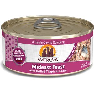 Weruva Mideast Feast with Grilled Tilapia in Gravy Grain-Free Canned Cat Food, 5.5-oz, case of 24