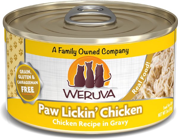 Weruva Paw Lickin' Chicken in Gravy Grain-Free Canned Cat Food, 3-oz, case of 24 slide 1 of 9