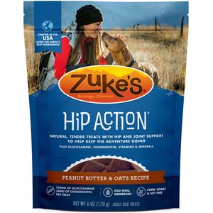 Zuke's Hip & Joint Peanut Butter & Oats Recipe Dog Treats, 6-oz bag