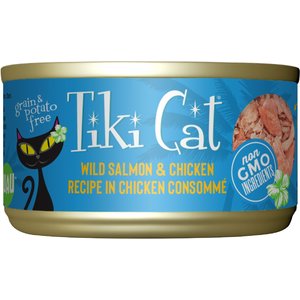 Tiki Cat Napili Luau Wild Salmon & Chicken in Chicken Consomme Grain-Free Canned Cat Food, 2.8-oz, case of 12