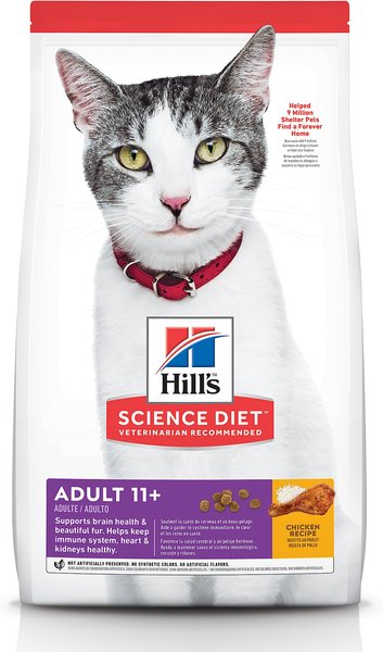 Hill's Science Diet Adult 11+ Chicken Recipe Dry Cat Food, 3.5-lb bag slide 1 of 10