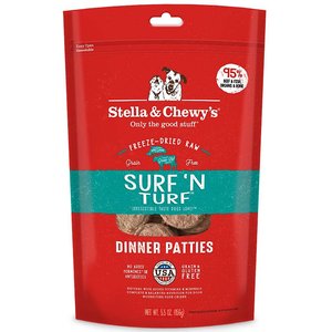 Stella & Chewy's Surf 'N Turf Dinner Patties Freeze-Dried Raw Dog Food, 5.5-oz bag
