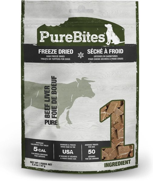 PureBites Beef Liver Freeze-Dried Raw Dog Treats, 2-oz bag slide 1 of 10