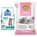 Blue Buffalo Baby BLUE Healthy Growth Formula Grain-Free High Protein, Natural Kitten Dry Cat Food, Chicken and Pea Recipe + Dr. Elsey's Kitten Attract Clumping Clay Cat Litter, 20-lb bag