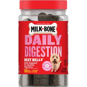 Milk-Bone Best Belly Soft Chew Digestive Supplement for Dogs, 8.46-oz tub, 60 count