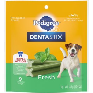 Pedigree Dentastix Fresh Mint Flavored Small/Medium Dental Dog Treats, 36 count