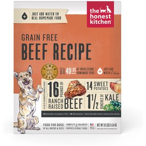 The Honest Kitchen Beef Recipe Grain-Free Dehydrated Dog Food, 10-lb box
