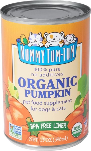 Nummy Tum-Tum Pure Organic Pumpkin Canned Dog & Cat Food Supplement, 15-oz, case of 12 slide 1 of 2