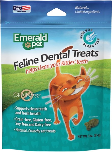 Emerald Pet Feline Dental Treats with Ocean Fish Cat Treats, 3-oz Bag slide 1 of 5