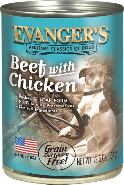 Evanger's Classic Recipes Beef with Chicken Grain-Free Canned Dog Food, 12.8-oz, case of 12 slide 1 of 2