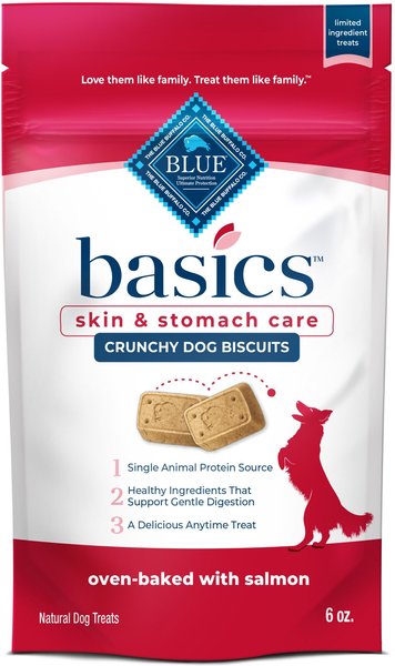 Blue Buffalo Basics Skin & Stomach Care Biscuits Salmon & Potato Dog Treats, 6-oz bag slide 1 of 7