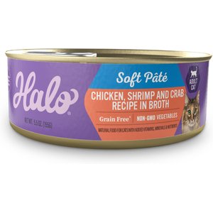 Halo Chicken, Shrimp & Crab Stew Grain-Free Adult Canned Cat Food, 5.5-oz, case of 12
